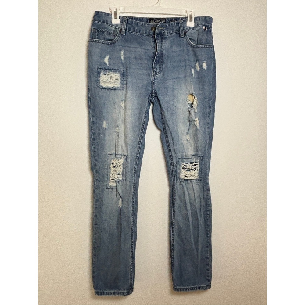 American Rag Cie Mens Distressed Straight Leg Jeans Blue Medium Wash 33x32